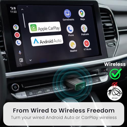 Image of Portronics Tune Lite, Mini 2-in-1 Wireless CarPlay /Android Auto Receiver, Converts Wired to Wireless, Plug & Play, Only for Cars with OEM Installed Wired Android Auto /CarPlay, Android 12+ & iOS 15+