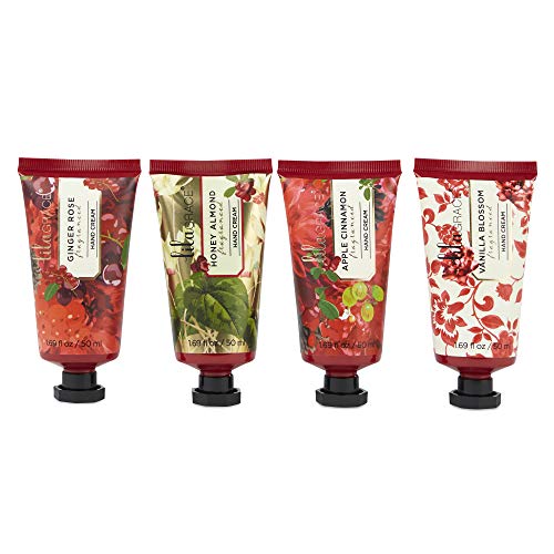 Hand Cream Lotion Bath and Body Lotions Gift Set for Women - Travel Size Scented Hand Cream Sets - Mini Lotion with Festive Holiday Scents - 1.69 Ounces, 4 Pack - Elegant Red