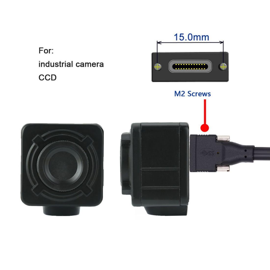 Chenyang USB 3.0 To USB-C Locking Cable - 1.2M Panel Mount For Industrial Cameras