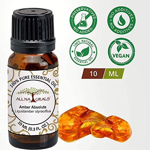 Image of All Naturals Amber Absolute Essential Oil (Himachal) 100% Pure, Exotic, Sweet, Musky Aroma For Natural Perfumes, Massage Oils, Attars, Diy Skincare & Diffusers - 10 Ml