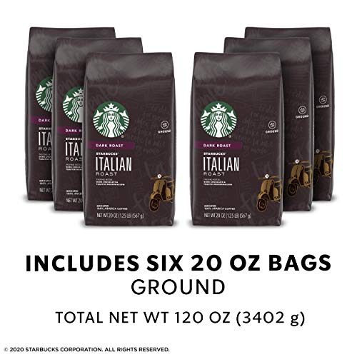 Image of Starbucks Dark Roast Ground Coffee - Italian Roast - 100% Arabica - 6 bags (20 oz. each)