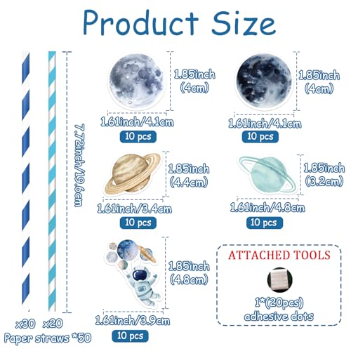 Pitillos de papel con diseño espacial, pack 50 unidades miniatura 6