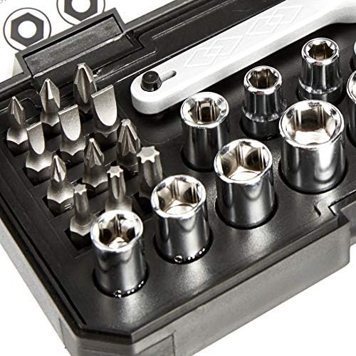 Amazon Basics Ratcheting Wrench and Bits Set, 28-Piece & Mini Ratcheting Driver and Bits Set, 34-Piece