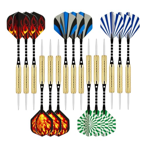 Wolftop 15 Pack Steel Tip Darts 18 Grams, Professional Darts Metal Tip Set with Aluminum Shafts,...