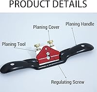 Vista 3 de Utoolmart Plano de radios ajustable con base plana y hoja de metal, herramienta de mano para manualidades de madera, rojo, negro