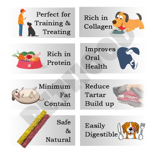 Image of Twisted Rawhide Chew Sticks for Dogs, 200g | Long Lasting Natural Dog Chew Treats | Calcium Rich Rawhide Sticks for Puppies & Adult Dogs | Supports Dental Care & Healthy Teeth