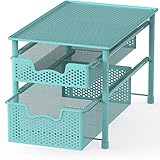 Simple Houseware Stackable 2 Tier Sliding Basket Organizer Drawer, Turquoise