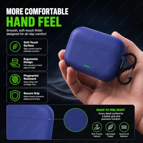 Image of Anvique Silicone Case Cover for Realme Buds T500 Pro, Shockproof Protective Earbuds Cover with Keychain Hook, Anti-Scratch Soft Silicone Skin, Full Body Protection Case (Blue S)