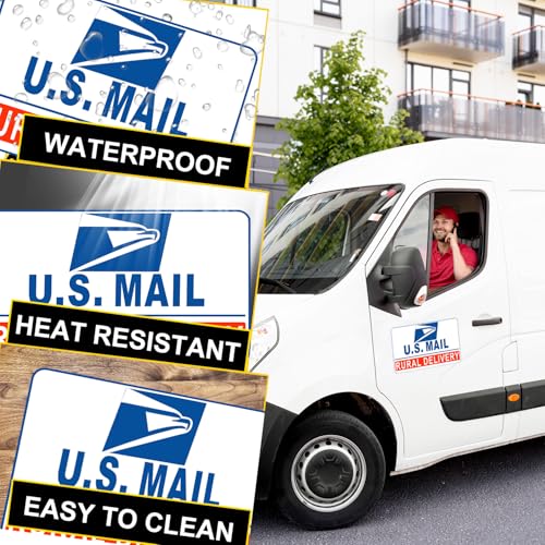 Image of 3 Pack Mail Magnetic Signs for Car, Rural Route Magnet for Carrier Vehicle, Reflective Delivery Driver Service Car Magnetic Sign Frequent Stops, Heavy Duty Waterproof (White 3 Pack)