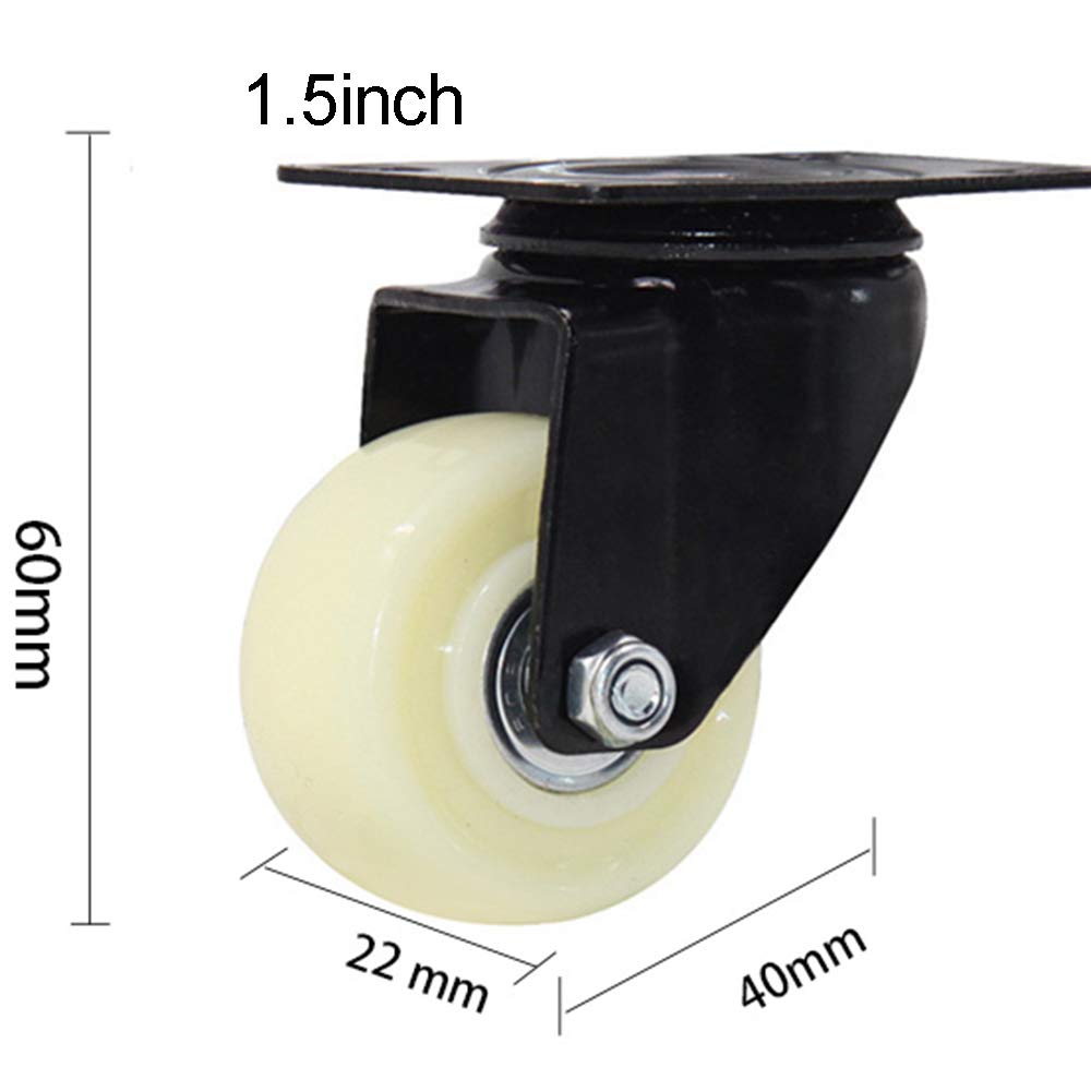 Ruote 4 Ruote Girevoli 40/50mm Ruote for Mobili Ruote Fisse Silenziose con Piastra di Montaggio Superiore capacità di Carico 200Kg(40mm(1.5 in))