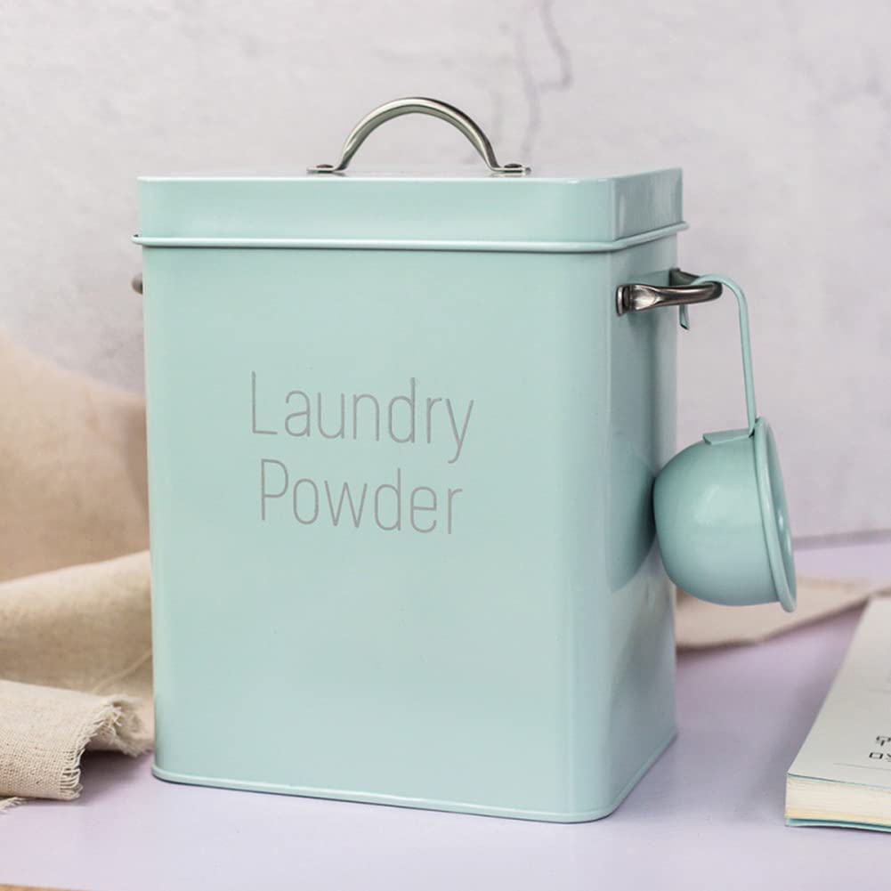 Uposao Scatola Di Latta Per Detersivo In Polvere Per Bucato In Stile Nordico, Contenitore Quadrato Per La Polvere Per Bucato, Contenitori Per Bagno Con Coperchio E Paletta