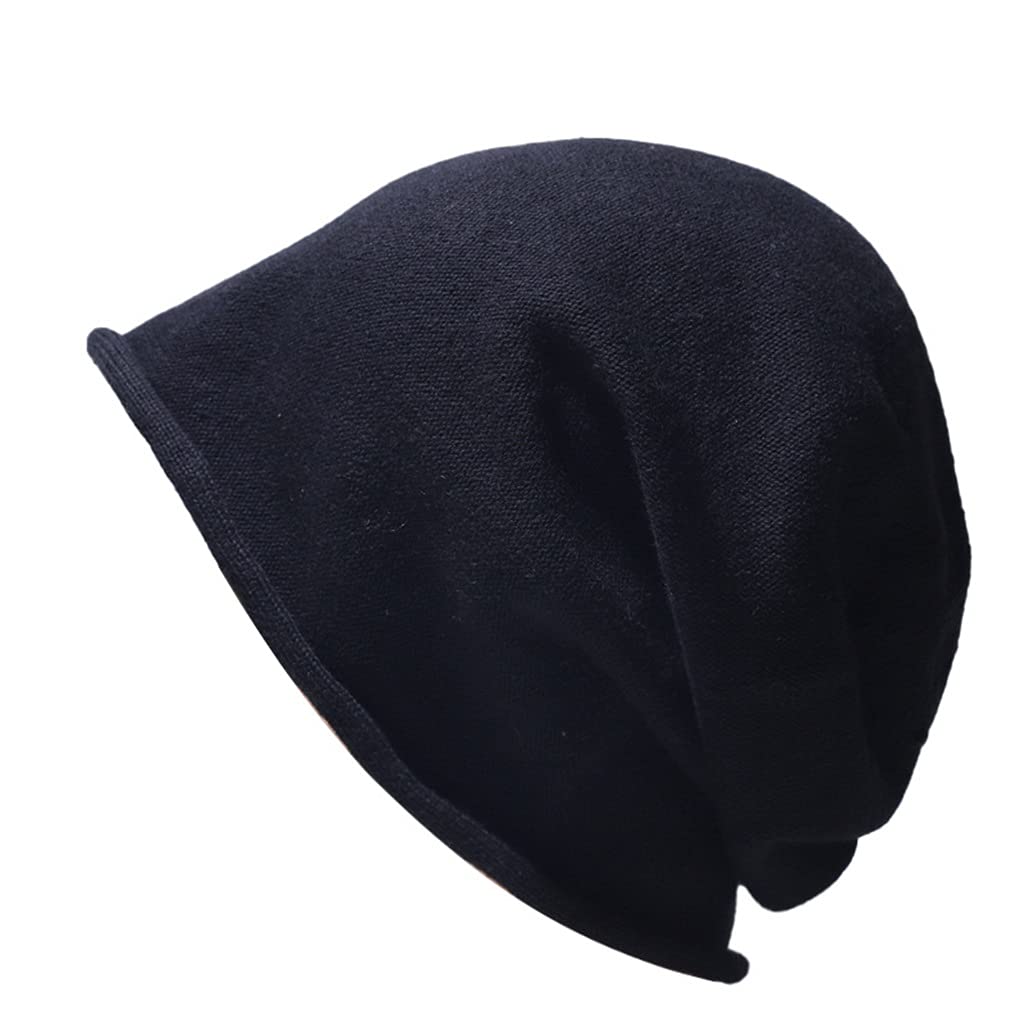 2 Piezas Gorros Hombres Primavera Otoño Fino Punto Crimpado Color Sólido Gorro Sombrero Moda Suelto Gorro De Lana De Punto (Color : C, Size : 56-58cm)