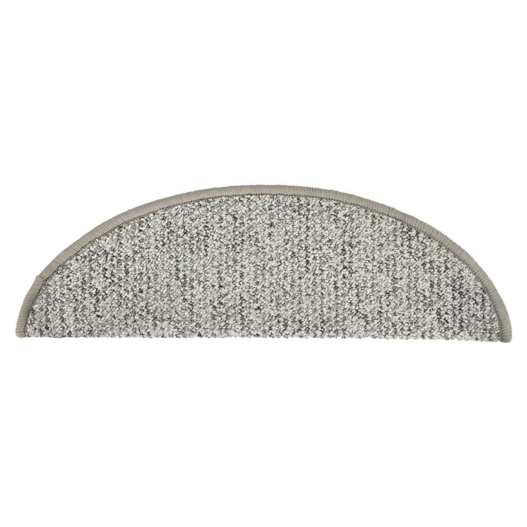 Set di 15 tappetini per gradini, colore grigio chiaro, 56 x 17 cm, autoadesivi, antiscivolo, in polipropilene resistente, fonoassorbenti e moderni, per scale, roulotte e camper