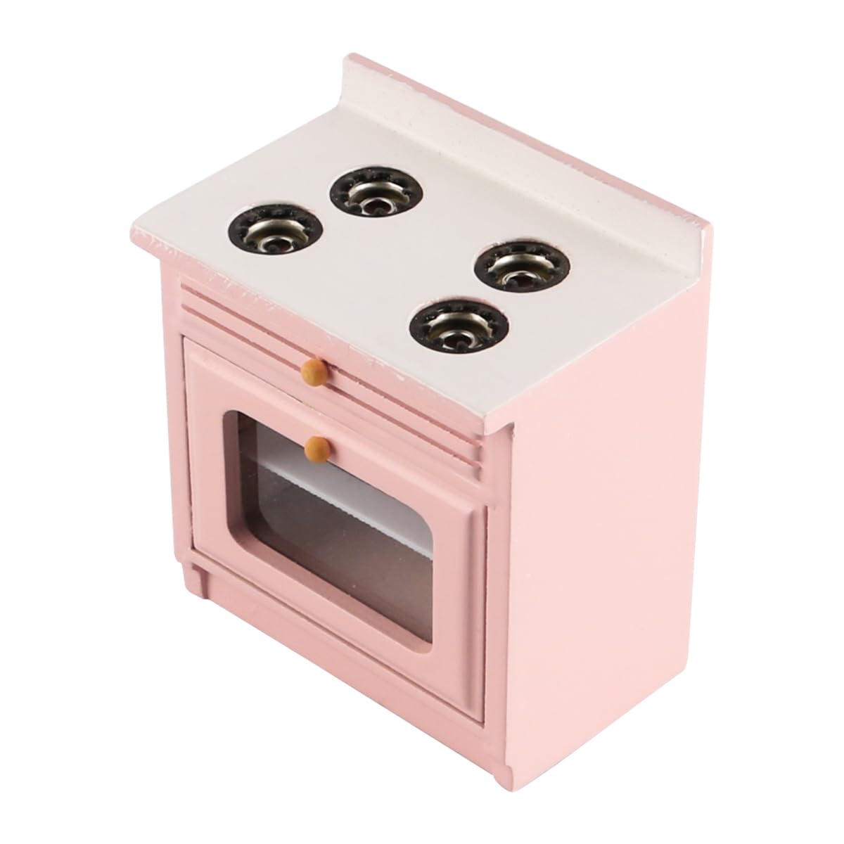 FONGKNOX Doll House Miniature Cooker Stove Oven Pink Miniature Kitchen Furniture Model Accessories 1:12 Simulation Mini Wooden Furniture for Doll House Kitchen Decor - Image 2