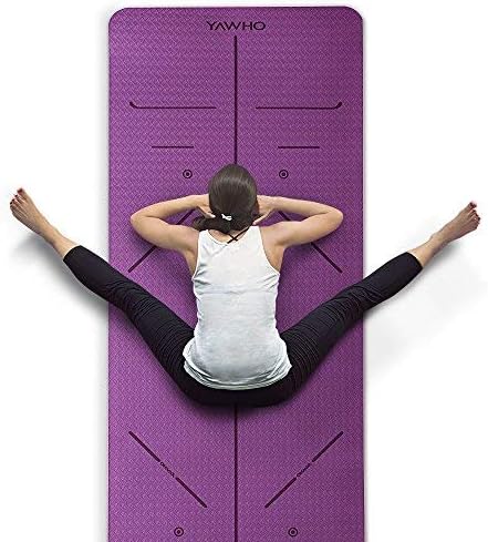 YAWHO Yoga Mat Fitness Mat Eco Friendly Material SGS Certified Ingredients TPE Specifications 72'' x 26'' Thickness 1/4-Inch Non-Slip Extra Large Yoga Mat with Carry Bag