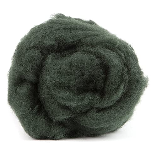 Image of Desert Breeze Distributing Maori Wool Carded Batting, 100% Natural New Zealand Wool Made by DHG in Italy for Needle Felting, 3.5 OZ, 27 Micron, Color Forest Green