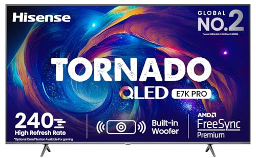 Hisense 139 cm (55 inches) Tornado Series 4K Ultra HD Smart QLED TV 55E7K PRO (Dark Grey) Hisense 139 cm (55 inches) Tornado Series 4K Ultra HD Smart QLED TV 55E7K PRO (Dark Grey)