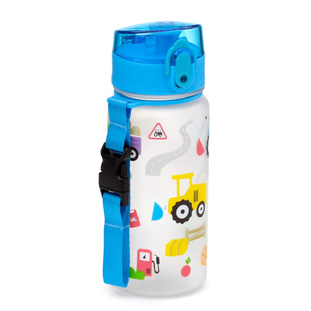 Puckator BOT215 Little Tractors Pop Top 350ml Shatterproof Reusable Children's Bottle with Infuser