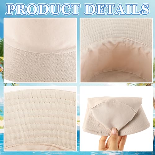 Image of 36 /24 /12 Pcs Bucket Hats for Men Women Bulk Cotton Fishing Cap UV Protection Beach Foldable Solid Color Sun Cap