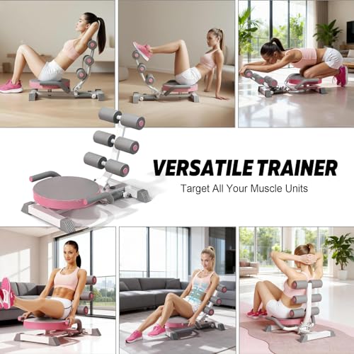 Image of Ab Machine with Auto Rebound, 360 Rotating Seat Ab Trainer for Home Workout, Foldable Sit Up Exercise Equipment for Core Abs Training, Adjustable Home Gym Fitness Equipment