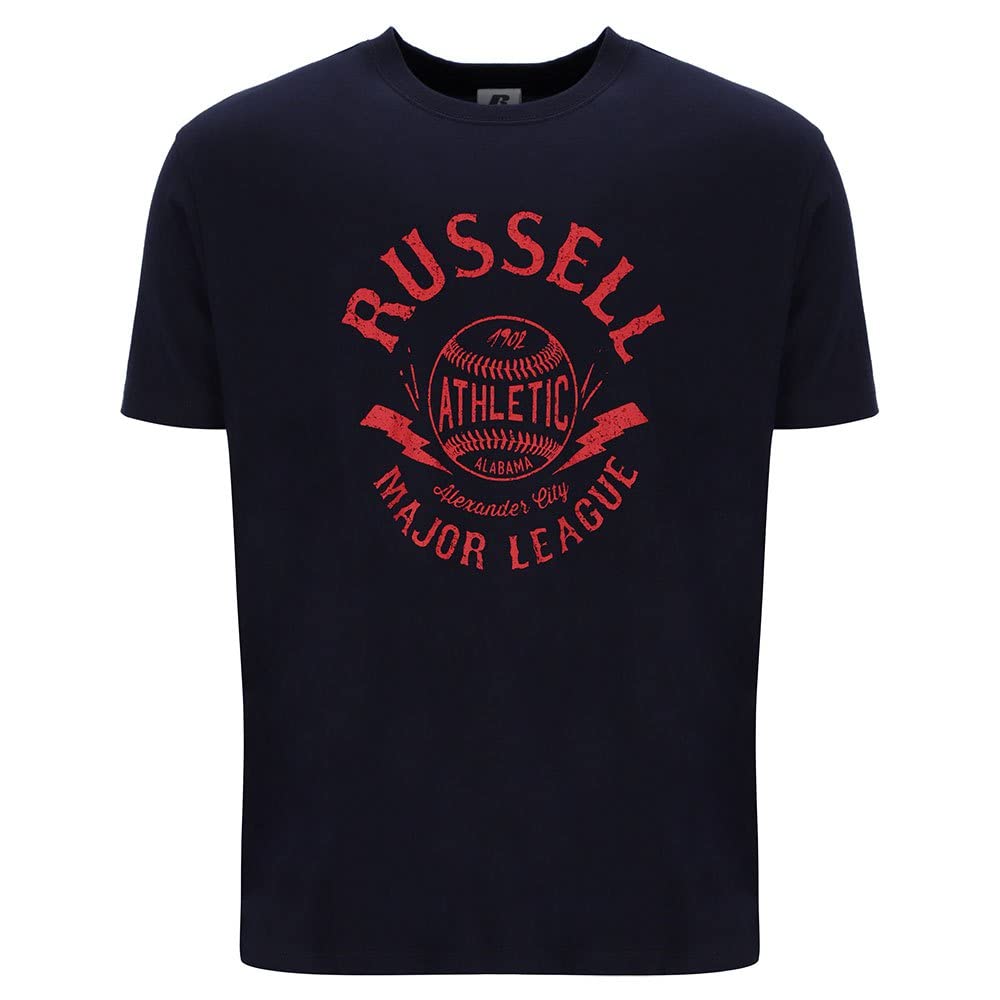 Russell Athletic Men's Blue A30291-Na-190 Stitch-S/S Crewneck Tee Shirt T-Shirt Navy Size S