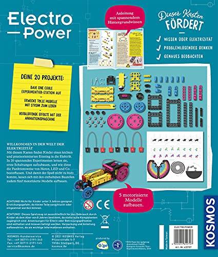 KOSMOS 620707 Electro Power, Einstieg in die Welt der Elektrizität, 5 motorisierte Modelle bauen und mit Spaß Strom… – Bild 3