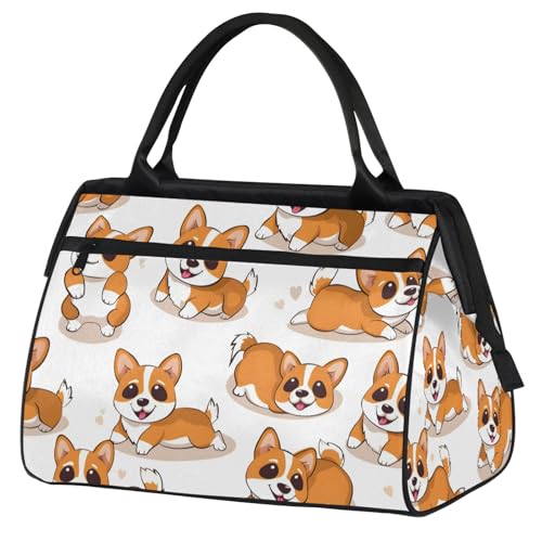 Overnight Weekender Bag for Women Men Cute Cartoon Animals Dog Waterproof Carry On Travel Duffel Bags with Zipper Lightweight Sports Gym Bag Luggage Workout Handle Bags for Traveling Yoga Camping