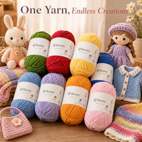 Image of Skinny Chenille Yarn for Crocheting - 6 Pack of 50g /158yd (948yd Total) - Soft Matte Thin Chenille CYC #2 - Fine Weight Baby Yarn for Plush Toys, Baby Blankets & Small Crafts(Apricot)