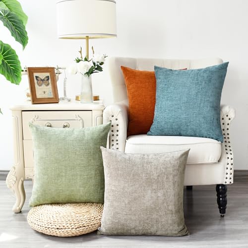 CaliTime Throw Pillow Covers Set of 4 Modern Multi-Color Matching