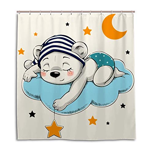 Rideau de douche polyester anti-éclaboussures avec motif ourson