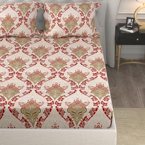 Image of Cloth Fusion Glace Cotton Elastic Fitted Bedsheet King Size 78x72 inch