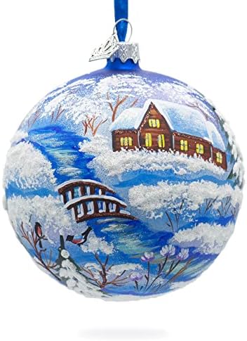 Winter Village by The River Glass Ball Christmas Ornament 4 Inches - Image 7