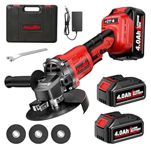 Cordless Angle Grinder Kit, 4-1/2″ Power Angle Grinders with 2 * 4.0Ah Battery & 12000RPM Brushless Motor, Metal Grinder with Cutting Wheels, Electric Grinder Tool Set for Cutting, Grinding