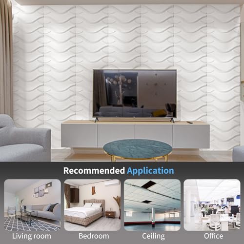 Image of Art3d Decorative 3D Wall Panel, 32 Sq.FT PVC Interior Wall Decor for Living Room, Bedroom, Lobby, Office, Shopping Mall, White
