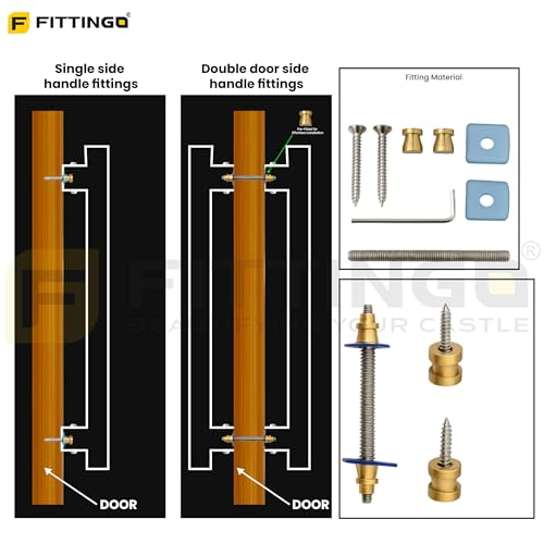 Image of Vintage Royal Main Door Handle | 16 Inch Premium Pull Push Handle for Home, Office, Hotels & Villas | Stainless Steel Gold TT Finish |Hole to Hole 400mm | 3 Years Warranty