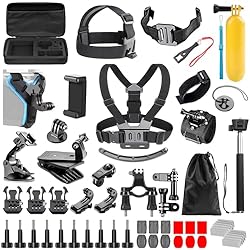 TAVADA Kit de Accesorios para Cámara de Acción, 49...: 【Portabilidad y compatibilidad】conjunto de accesorios de cámara compatible con Hero12/11/10/9/8, Max Fusion DJI Osmo Action 4 3 2 Insta360 X3 X2 ONE RS GO3 GO2 AKASO APEMAN Campark SJCAM y otras cámaras de acción. La superficie de la bolsa de accesor...