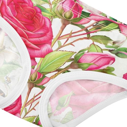 Cotton Toddler Girls Underwear Botanical Roses Butterflies Retro Panties for Girl Fun Briefs Underpants 2t4