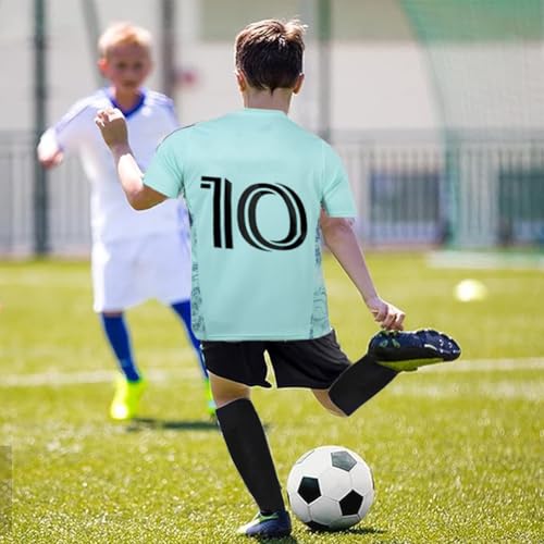 Genérico Traje de fútbol de Niño, Camiseta Deportiva de Fútbol para Niño No.10, Verde Soccer Jersey con Camiseta, Pantalones, Calcetines, 130-140cm