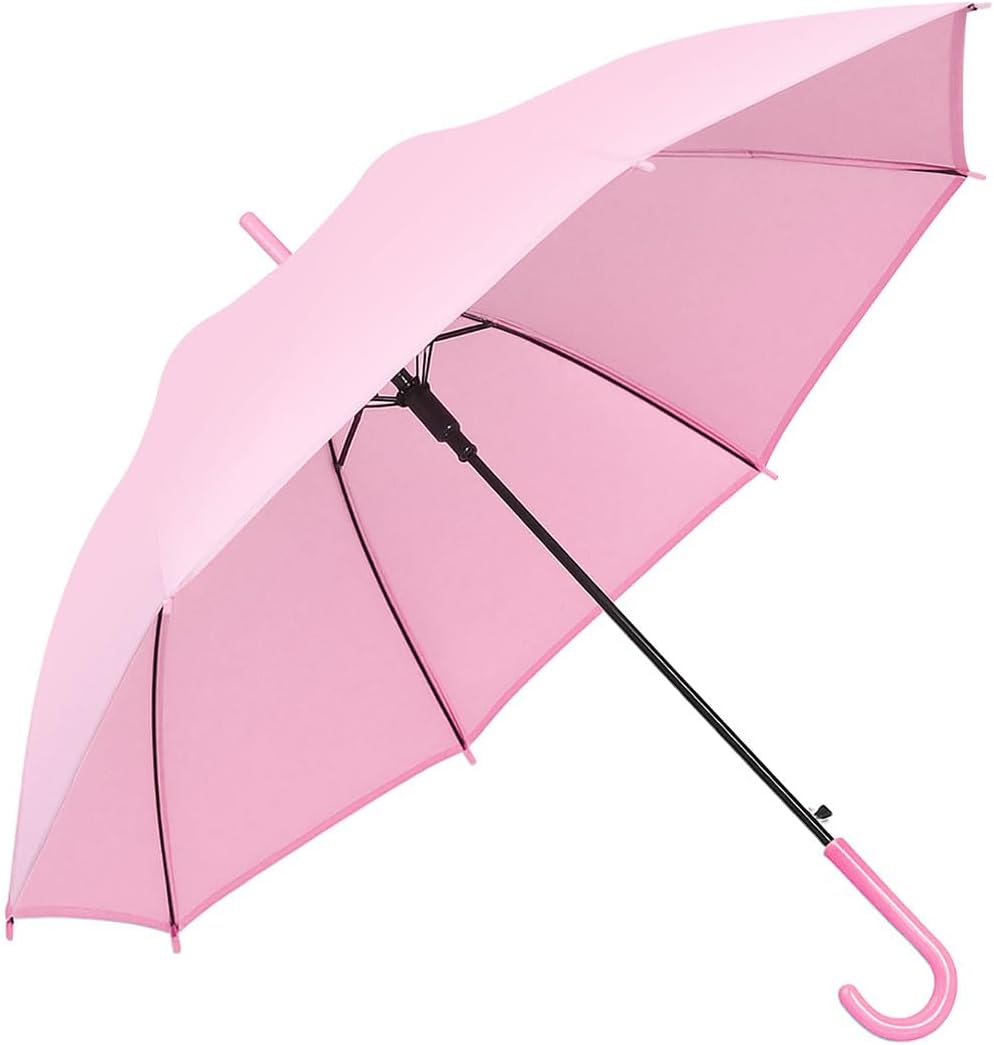 TopTie White Stick Umbrella Lightweight Umbrella with J-Handle DIA 35.4 Inches Ideal for All Ages