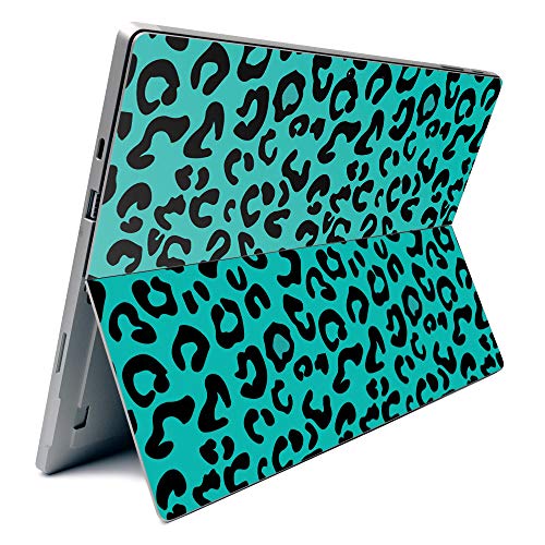 Image of MightySkins Carbon Fiber Skin for Microsoft Surface Pro 7 - Teal Leopard | Textured Carbon Fiber Finish | Easy to Apply, Remove, and Change Styles | Made in The USA (CF-MISURPR7-Teal Leopard)