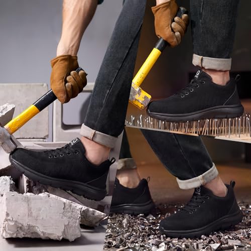 Image of Steel Toe Work Shoes for Men Lightweight Safety Shoes with Puncture Resistant Sole Comfortable Construction Industrial Work Shoe for Warehouse