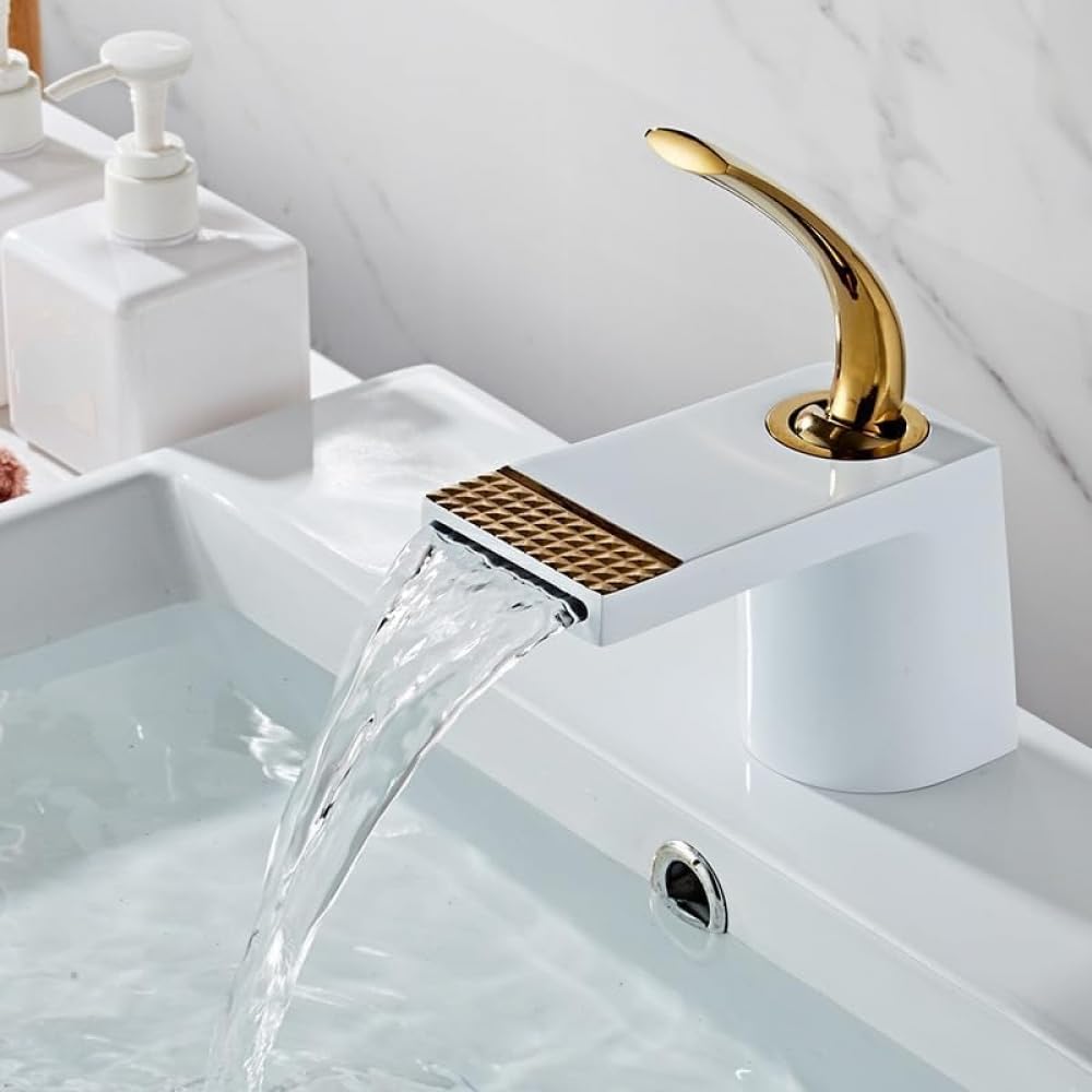 Mélangeur de lavabo élégant contre les éclaboussures d'eau chaude et froide