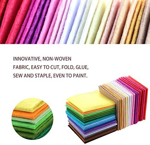 Coolty 40PCS Felt Fabric Sheets, Textile Fabrics DIY Craftwork Felt Crafts, Assorted Colours Patchwork Sewing with Thread(30cm x 30cm/12Inch x 12inch)