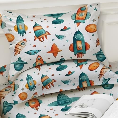 Image of Weave & Decor Printed Kids Bedsheets for King Size Bed 72x78x8 Inches, with 2 Pillow Covers 20x30 Inches for Longer Double Mattresses