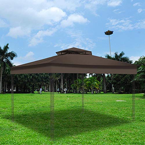 Yescom 12.8'X10.7' Canopy Top Replacement Coffee Liqueur For 2-Tier Sunjoy L-Gz339Pal Gazebo Cover #TOP6