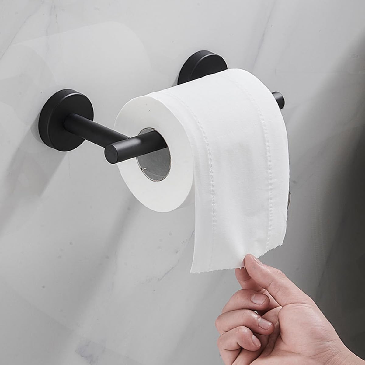 Portarotolo di Carta Igienica A Parete con Supporto Regolabile in Acciaio Inox, Nero, in Metallo 04, per Uso Domestico E Commerciale. color2