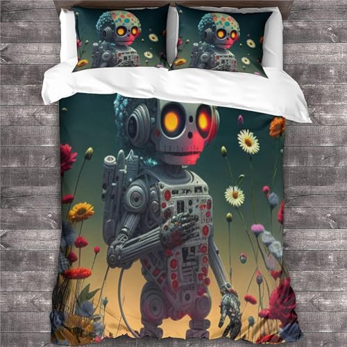 Parure de lit impression 3D skeleton en microfibre housse de couette 220x240cm king - 4
