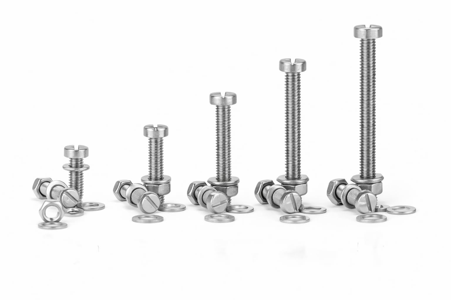 SYLIX M3 x 50mm Stainless Steel Cheese Head Slot Machine Screw, Nut, Bolt & Washer Set | 100% Stainless Steel for Home, Industrial, Plumbing (10pcs)