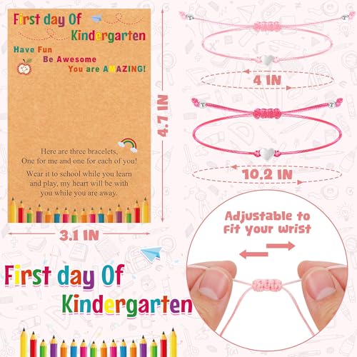 Image of Back to School Supplies, First Day of Kindergarten Bracelet, Back to School Bracelet Mommy and Me, Prek Matching Wish Bracelets Set, Adjustable Bracelet for Boys Girls Gifts Stuff Bulk