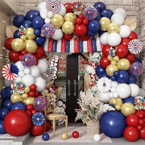 Guirlande de ballons tricolore bleu blanc rouge et or pour décoration